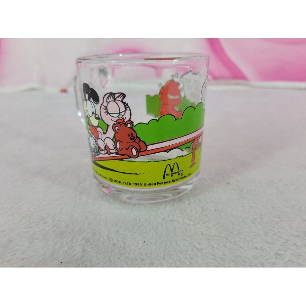 Vintage McDonald's Garfield Glass Cup Mug Jim Davis Odie 1978 Collectible 8oz